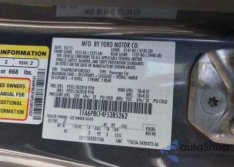 2015 Ford Mustang Gt Premium z USA, uszkodzony, nr VIN 1FA6P8CF4F5385262